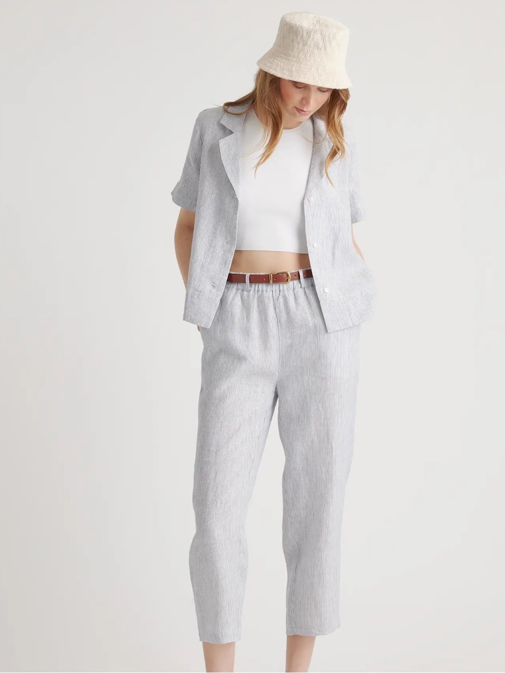 Quince 100% European Linen Pinstripe Linen Pants